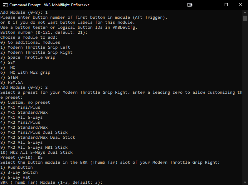 List of STECS button modules.